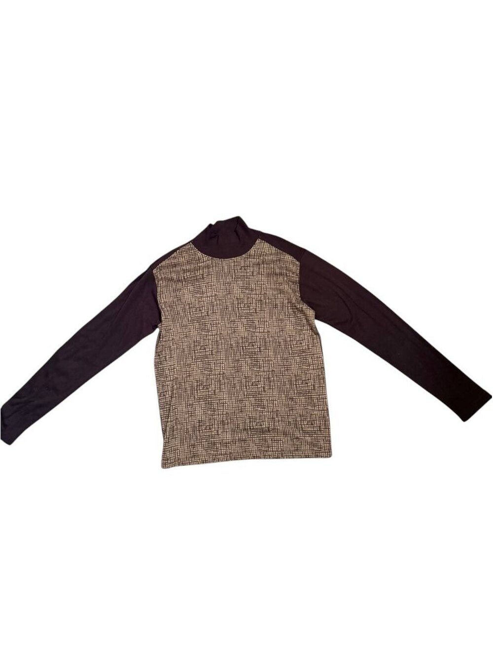 Kenneth Cole Mock Neck Crosshatch Top Brown Size Large